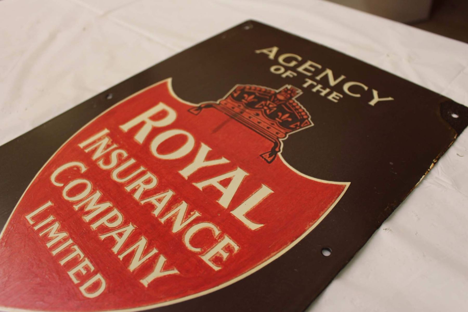 Agency Of The Royal Insurance Company Porcelain Sign Agency Of The Royal Insurance Company Porcelain Sign
