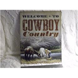 Cowboy Country Metal Sign (12"x16")