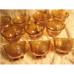 Set of 10 Carnival Glass Punch Cups (Grape&Holly)