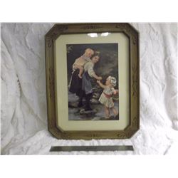 Ornately Carved Frame w/Vintage Print (19"x16")