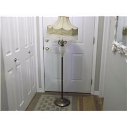 Brass& Crystal Floor Lamp w/Linen Shade (Works)
