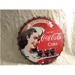 Coke Bottle Cap Metal Sign