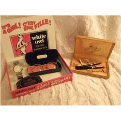 Men's Misc. Lot (Cuff Links, Pen Set, Glasses, Pool Belt Buckle)