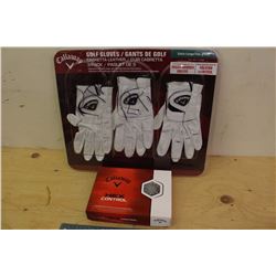 Extra Large Mens Callaway Golf Gloves (3)w/Golf Balls (12)(NIB)