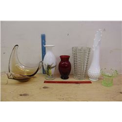 Lot of Glass Vases& Glass Art Pieces
