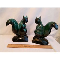 Pair of Blue Mountain Pottery Squirrel Bookends