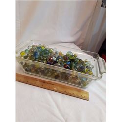 Marbles w/A Pyrex Dish