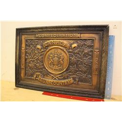 1867-1927 Copper Confederation School Plaque, In Original Oak Frame