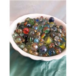 Lot of Marbles In A White Bowl