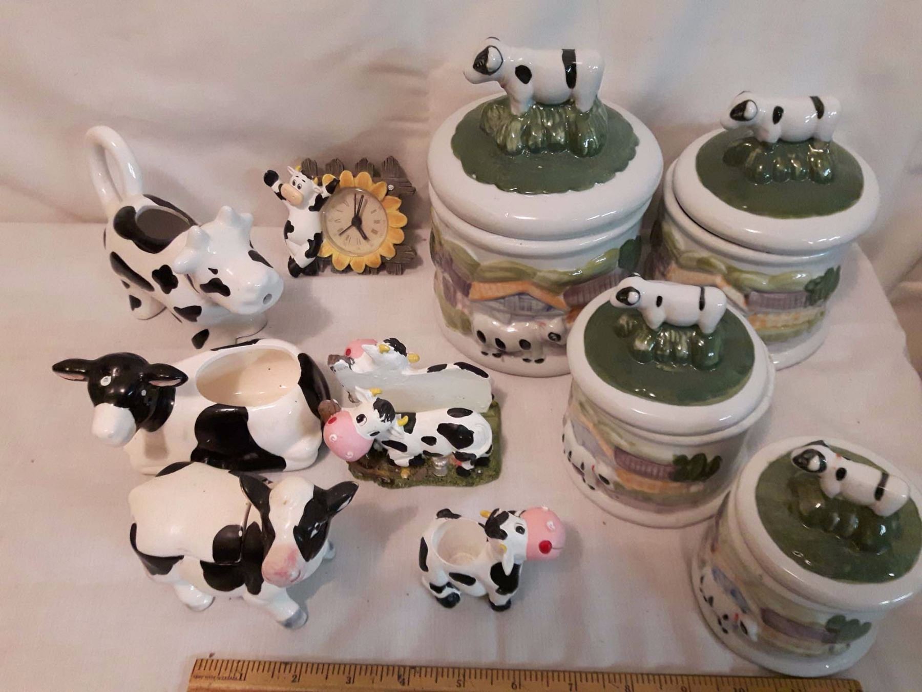 Sheep Canister Set& Ceramic Cow Ornaments