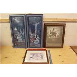 Lot of Wooden Frames w/Pictures/Art (4)