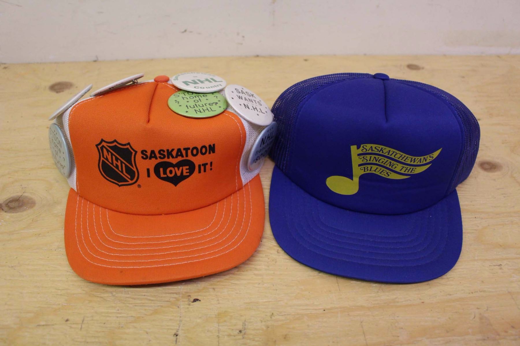Saskatoon Blues Hat&Saskatoon NHL Hat w/ NHL Pins