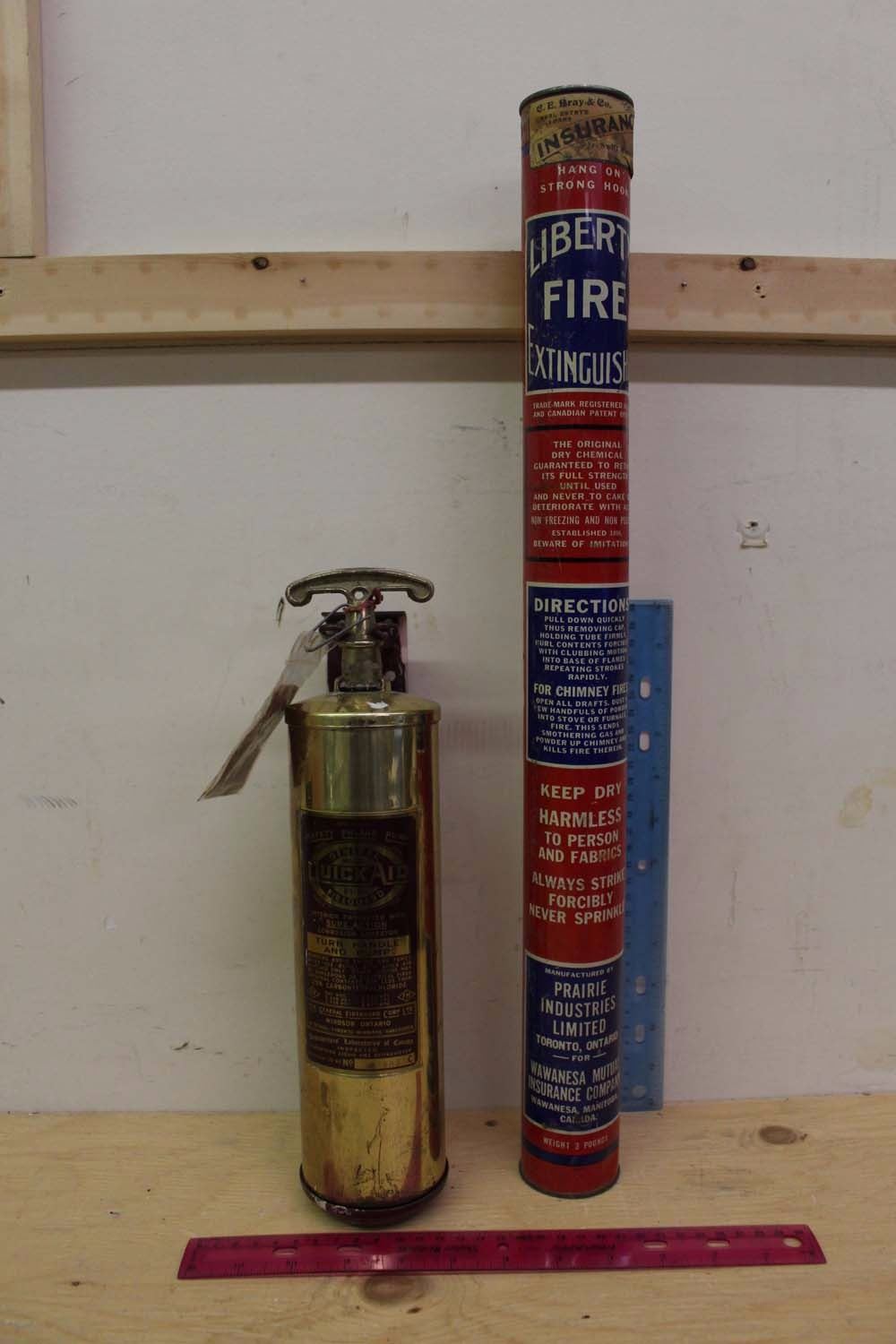 Vintage Fire Extinguishers (2)(Liberty& Brass Quick Aid)