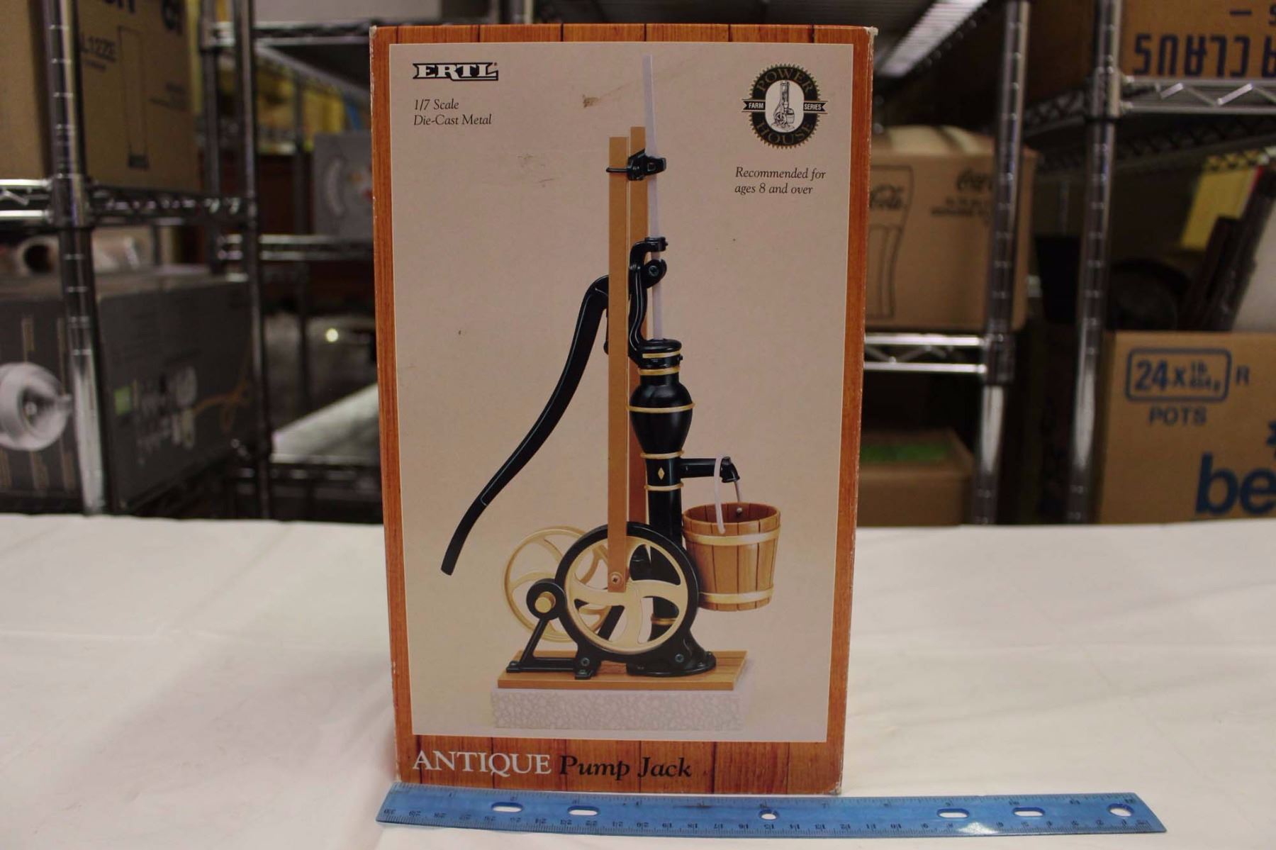 Antique Pump Jack Toy In Box, Missing Buckets Part