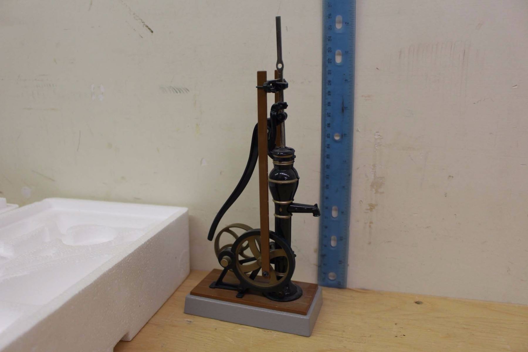 Antique Pump Jack Toy In Box, Missing Buckets Part