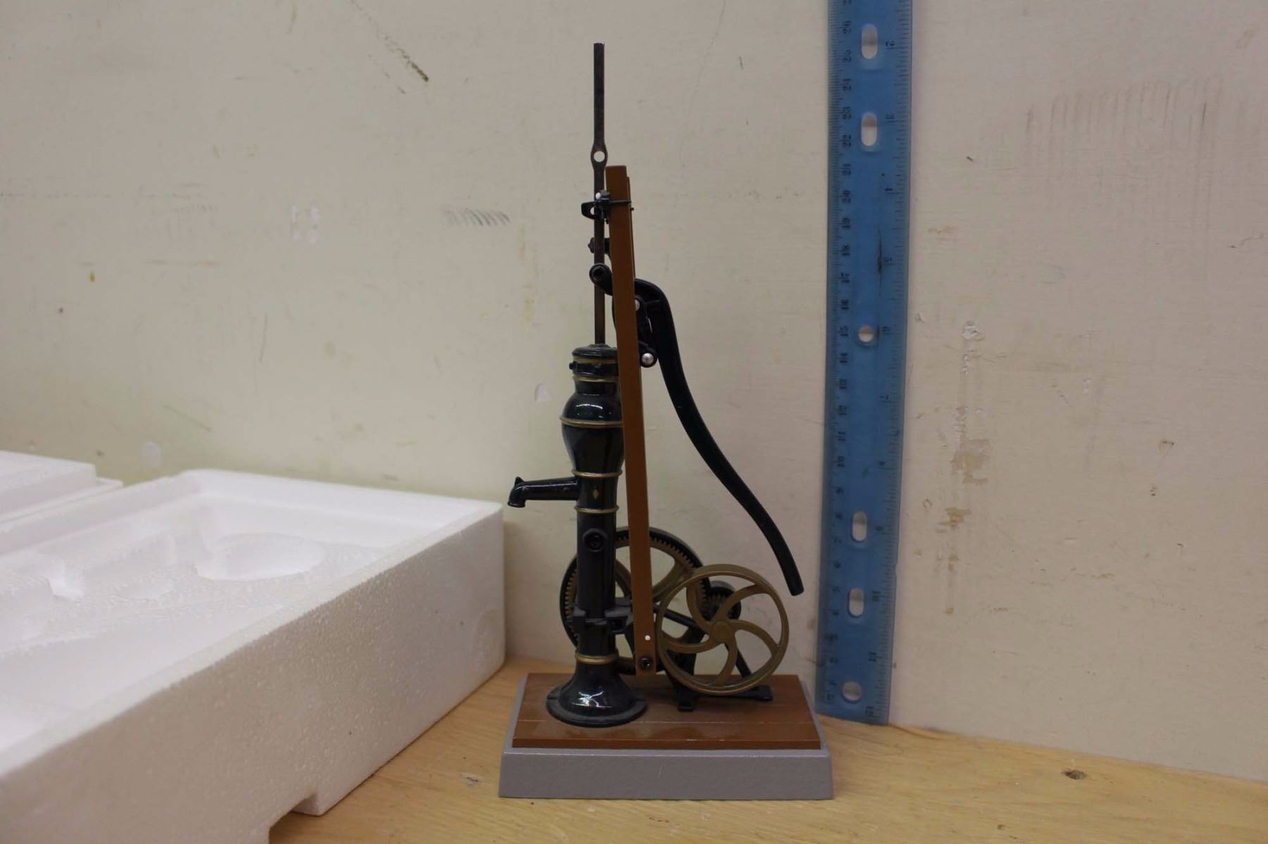 Antique Pump Jack Toy In Box, Missing Buckets Part