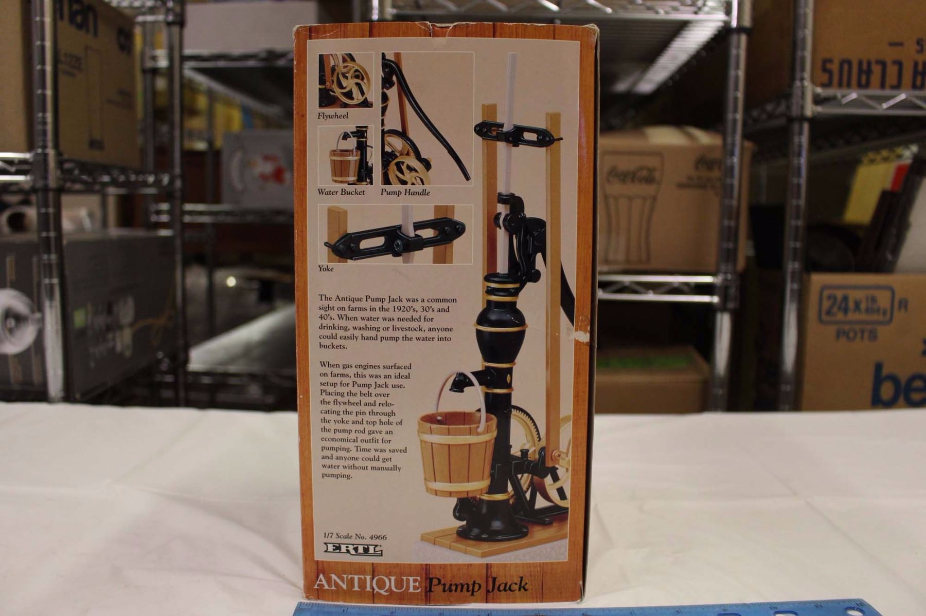 Antique Pump Jack Toy In Box, Missing Buckets Part