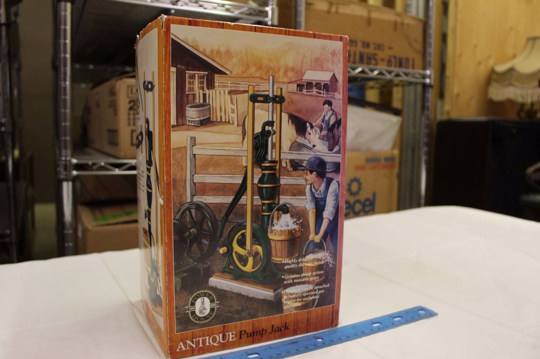 Antique Pump Jack Toy In Box, Missing Buckets Part