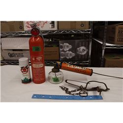 Fly Ded Sprayer, Super 6 Fire Extinguisher&A Small Animal Trap
