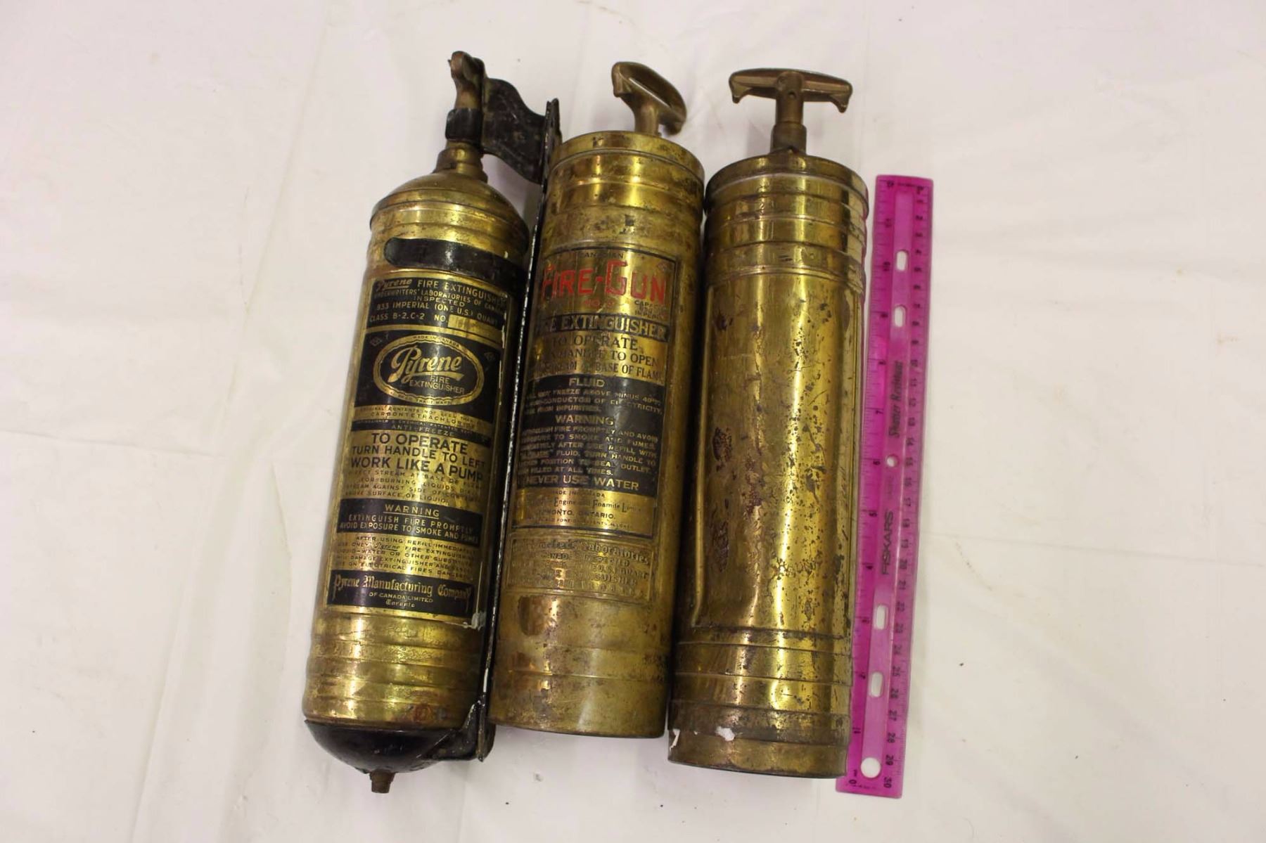 Antique Fire Extinguishers (3)(Pryene, Fire Gun, Unknown)