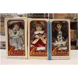 Hand Crafted Century Collection Genuine Porcelain Dolls(3)