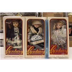 Hand Crafted Century Collection Genuine Porcelain Dolls(3)