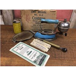 Coleman Enamel Iron W/ Box Pump Instructions Etc