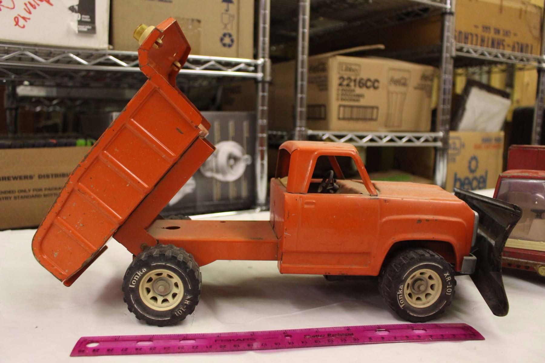 Vintage Tonka Truck& Cattle Trailer& A Tonka Dump Truck w/Plow