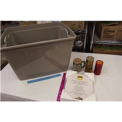 Tub w/Contents(Penny Roll Soap, Sulfurized Ester Oil(Full),Etc)