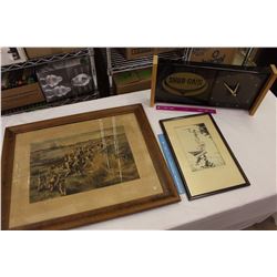 Shur-Gain Clock& Two Framed Art Pieces