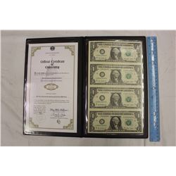 One US Government Issued Uncut Sheet of $1 Bills (2009)