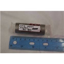 Sealed 2002 Mens Hockey 25 Cent Coin Roll(All Red)($10)