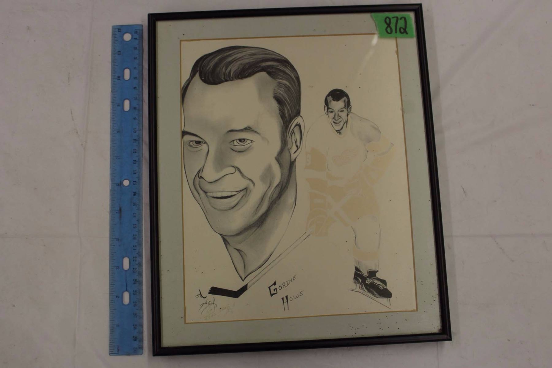 Gordie Howe Numbered Sketch, 8” x 10” Framed, Don Ruf