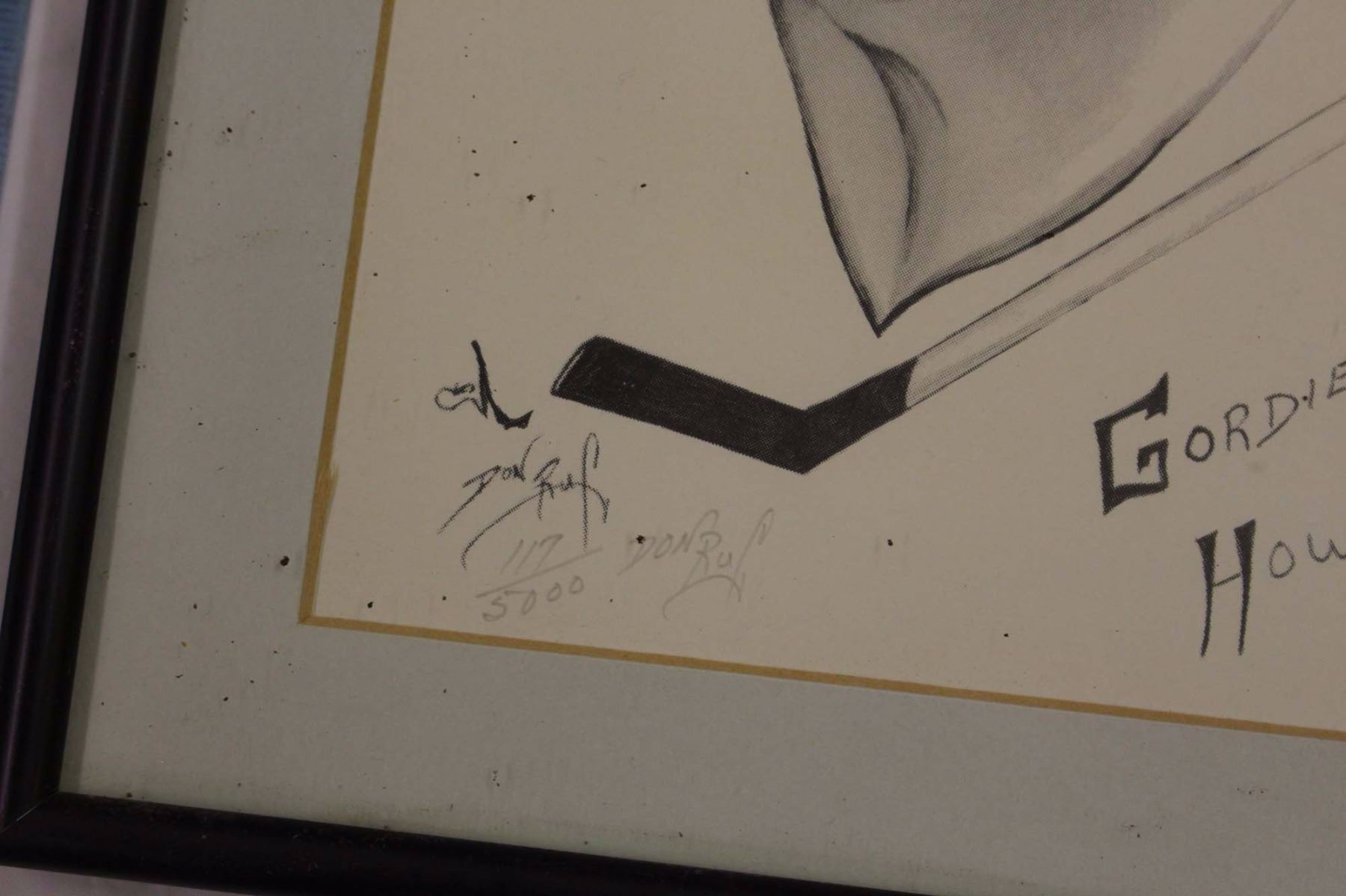 Gordie Howe Numbered Sketch, 8” x 10” Framed, Don Ruf