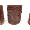 Image 3 : Lot of four 19th century Japanese brush  holders crafted from carved bamboo.  The lot  includes four