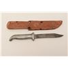 Image 2 : In-theater made WW II era fighting knife;  aluminum grip; leather scabbard.        Est.:   $100-$200