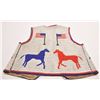 Image 1 : Beautiful beaded tanned leather Rodeo vest in  red, white and blue beads displaying horses  and Amer