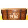 Image 11 : Classic old forged steel banded wood  traveling trunk painted on front “LULU PARR”  and  “MILLER BRO