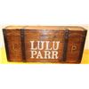 Image 12 : Classic old forged steel banded wood  traveling trunk painted on front “LULU PARR”  and  “MILLER BRO