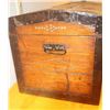 Image 1 : Classic old forged steel banded wood  traveling trunk painted on front “LULU PARR”  and  “MILLER BRO