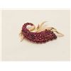 Image 3 : One antique peacock tail brooch in 14k yellow  gold set with approx 5ct of cabochon  rubies(17gms). 
