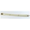 Image 1 : High quality ladies double row cultured pearl  bracelet with nice 14 karat yellow gold  sapphire cla