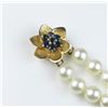 Image 2 : High quality ladies double row cultured pearl  bracelet with nice 14 karat yellow gold  sapphire cla