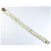 Image 3 : High quality ladies double row cultured pearl  bracelet with nice 14 karat yellow gold  sapphire cla
