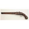 Image 4 : Mid-Eastern flintlock trade pistol, .70  caliber, 14” barrel, wood stock, brass tacked  and decorate