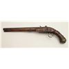 Image 5 : Mid-Eastern flintlock trade pistol, .70  caliber, 14” barrel, wood stock, brass tacked  and decorate