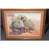 Image 2 : Framed and matted water color by Tom Phillips  entitled “Children of the Land” showing  Southwestern