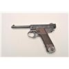 Japanese Nambu semi-automatic pistol with  clamshell holster and strap, 8mm, 4.5”  barrel, wood grip
