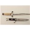 Image 4 : Lot of 2 German nazi era knives with sheaths,  one with a blued metal sheath and leather  hanger; bl