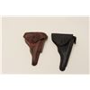 Image 13 : Two leather flap holsters for Luger  semi-automatic pistols, one black, one brown.        Est.:  $20